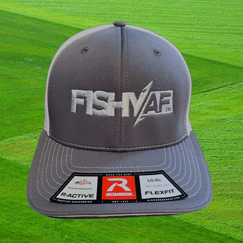 FishyAF Logo Flexfit Fitted Hat - White/Heather/White