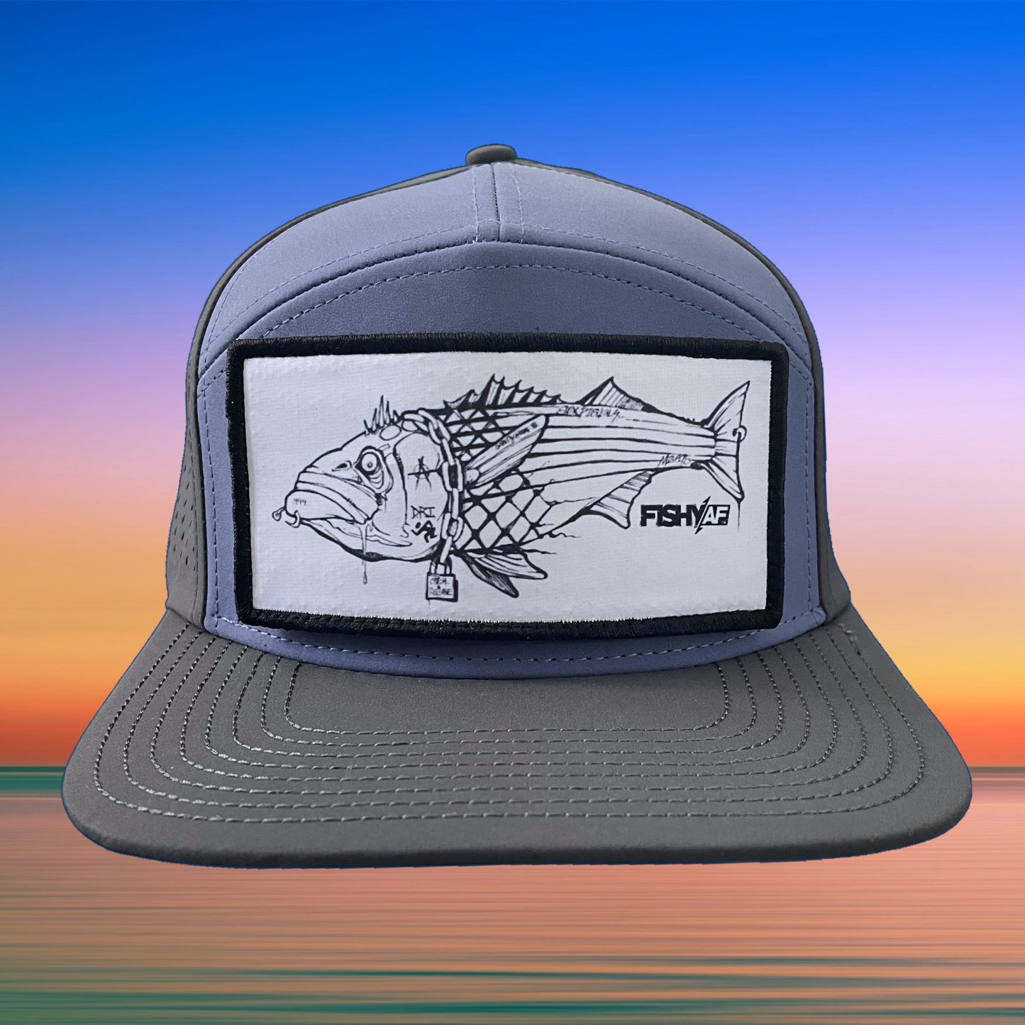 FishyAF Switchback Velcro Hook Patch - Punk Rock Striper