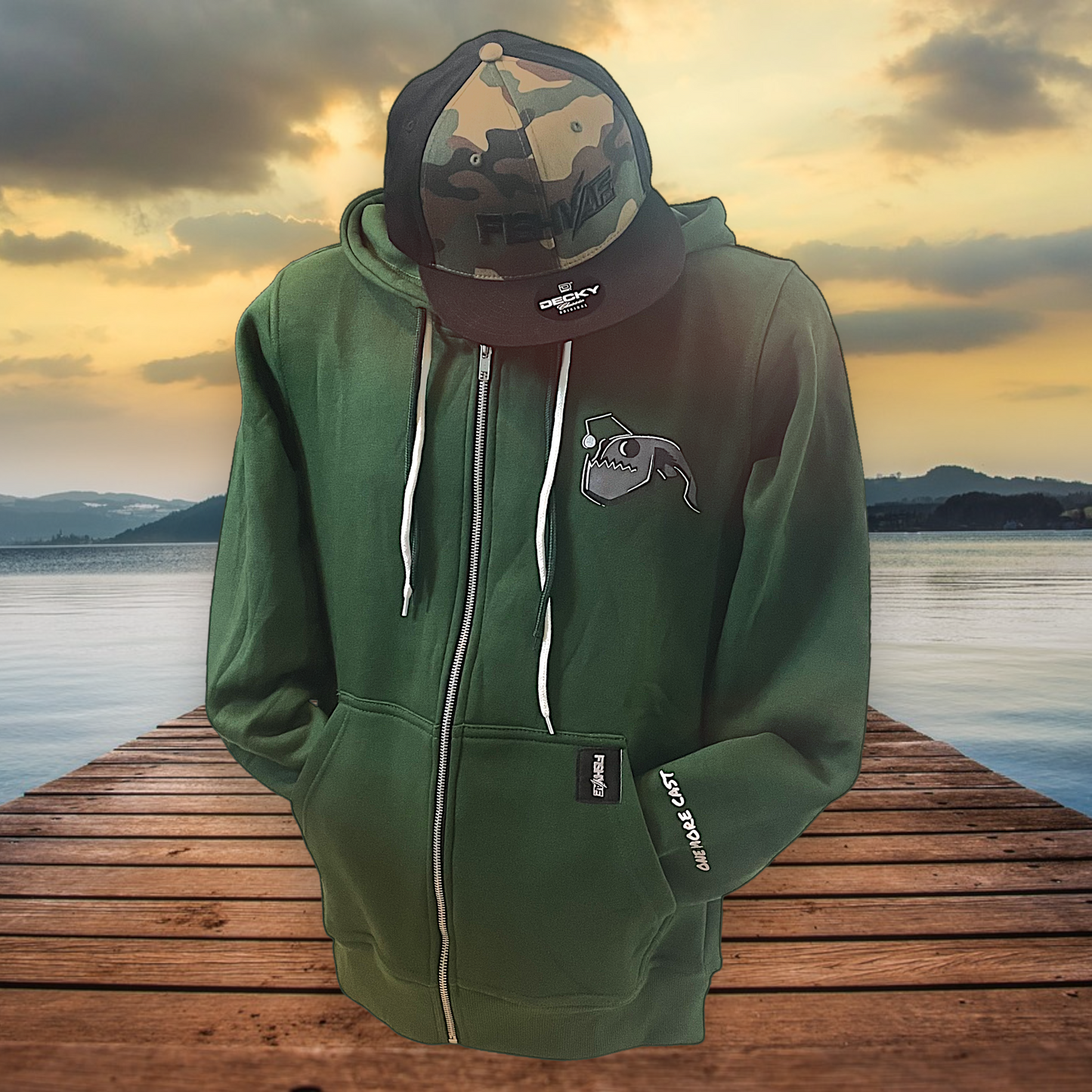 Angler Fish Zipper Hoodie - Green