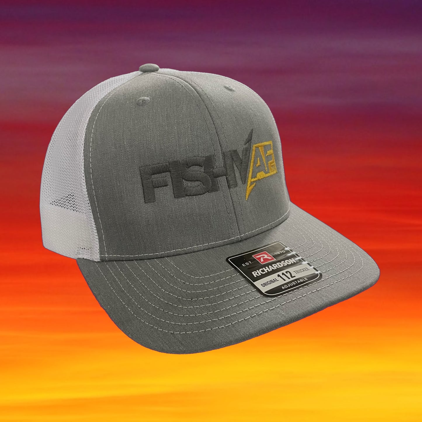 FishyAF Two-Toned Logo Snapback - White/Heather with Grey/Yellow Logo
