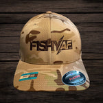 FishyAF Logo Flexfit Fitted Hat - Brown Camo/Brown