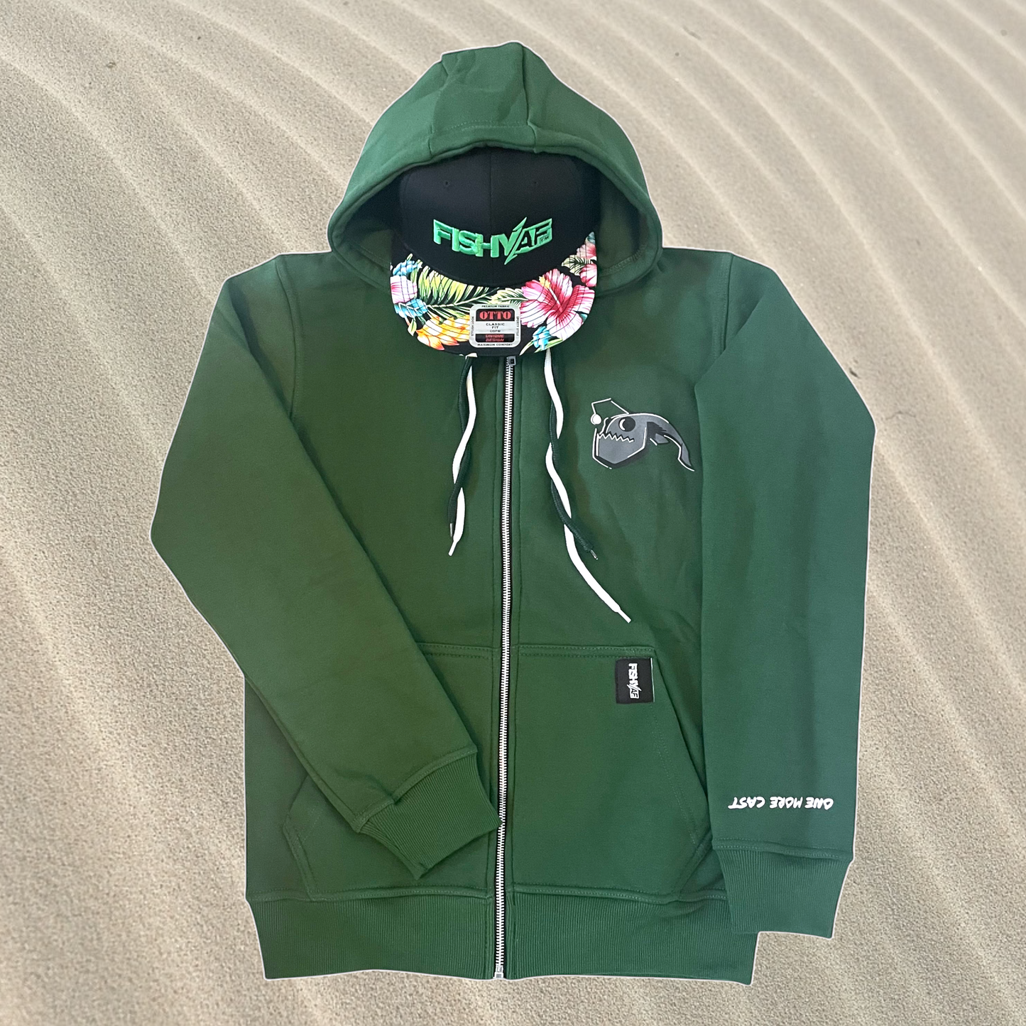 Angler Fish Zipper Hoodie - Green