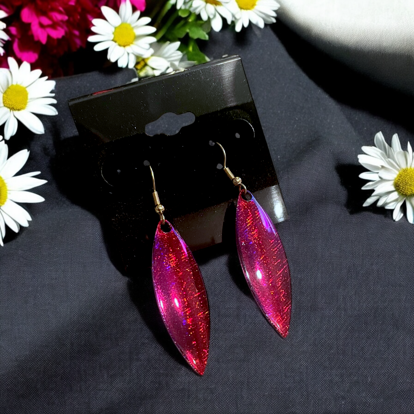 Willow Spinner Blade Earrings - Plum
