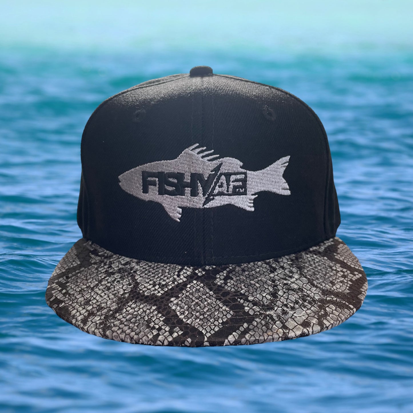 FishyAF Silhouette Flat Brim Snapback - Black Snake