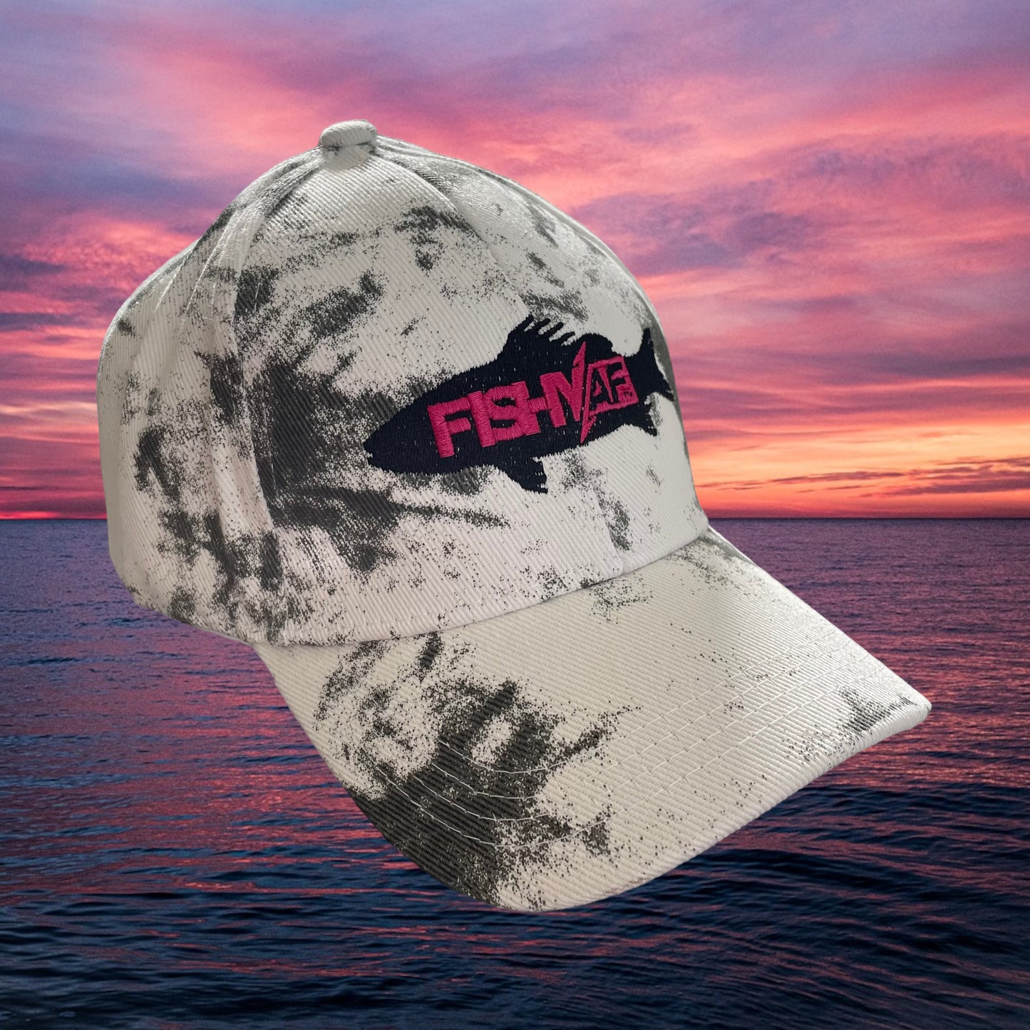 Ladies Silhouette Tie Dye Ponytail Hat - Black/Fuschia