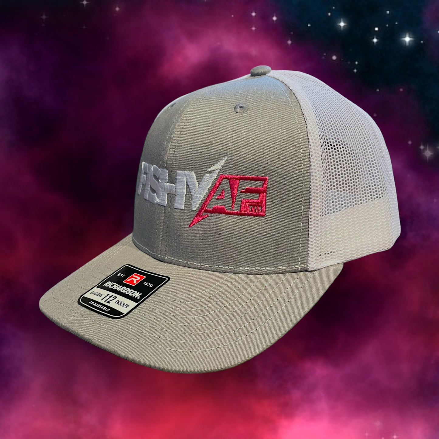 FishyAF Two-Toned Logo Snapback - White /Heather with White/Pink Logo