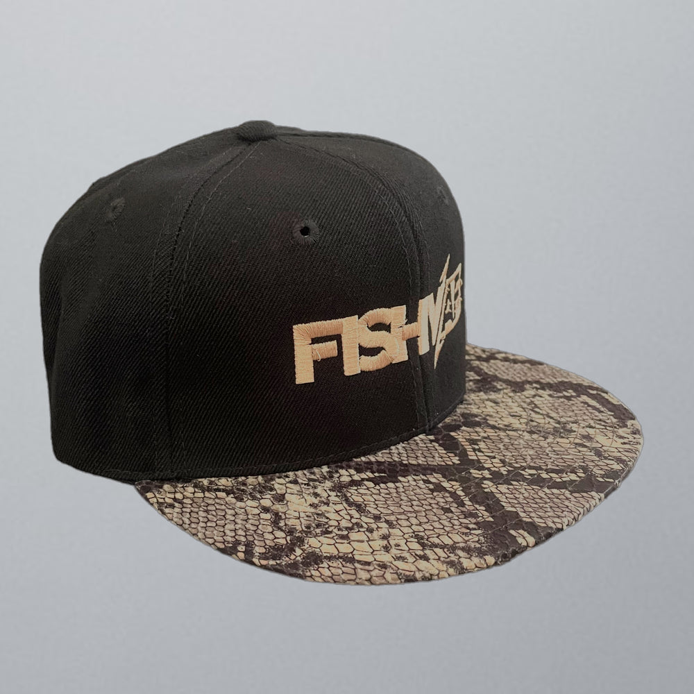 FishyAF Logo Flat Brim Snapback - Brown Snake