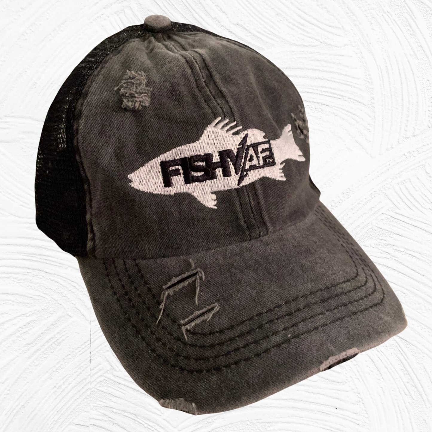 Ladies Silhouette Distressed Ponytail Hat - Black/Gray