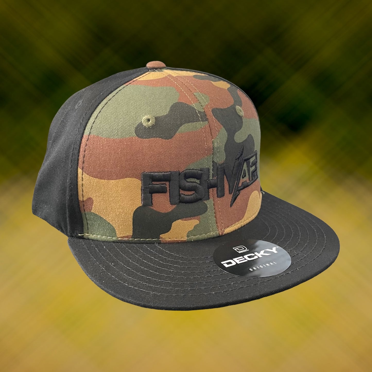 3D FishyAF Logo Flat Brim Snapback - Camo/Black