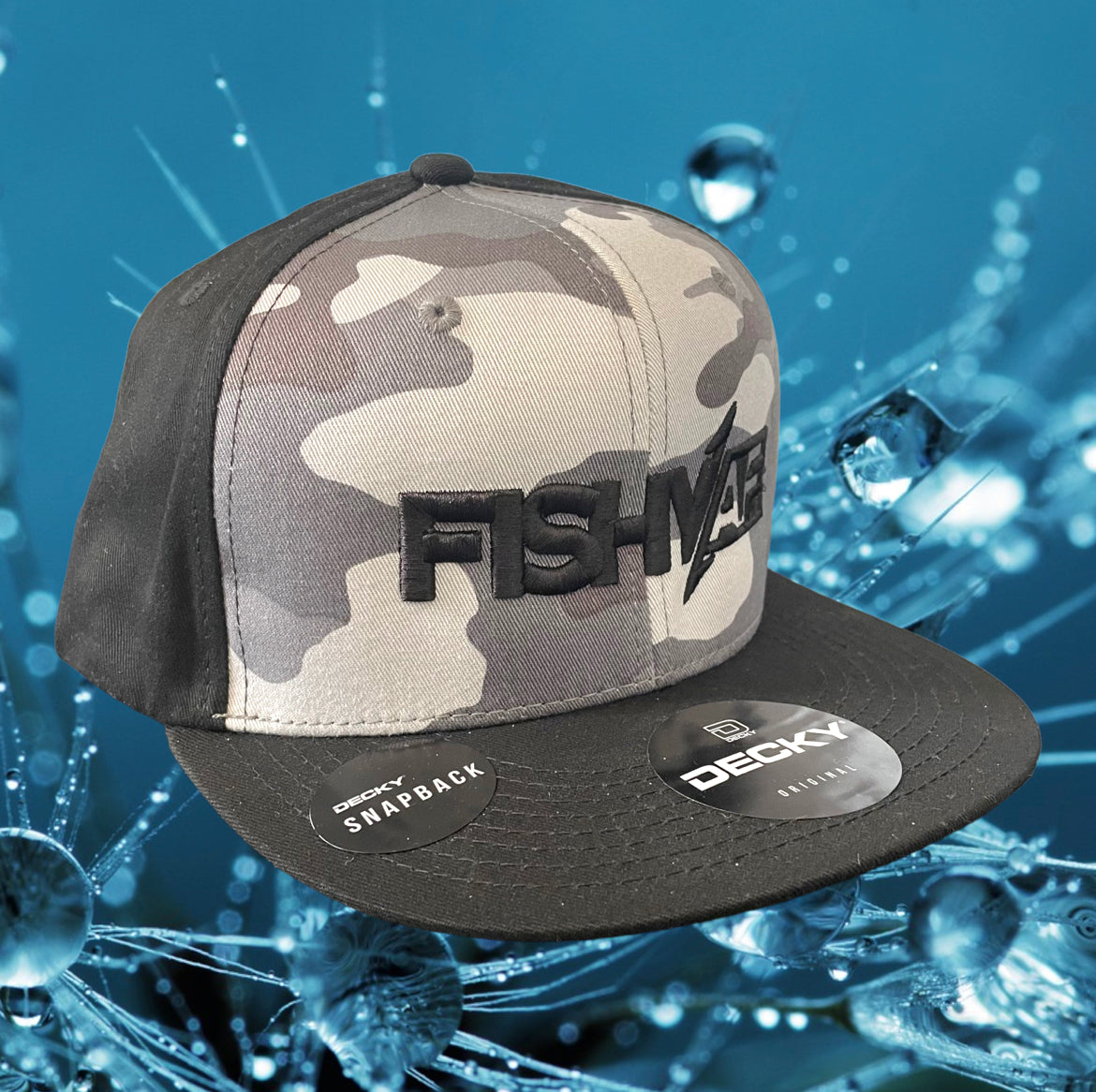 3D FishyAF Logo Flat Brim Snapback - Grey Camo/Black