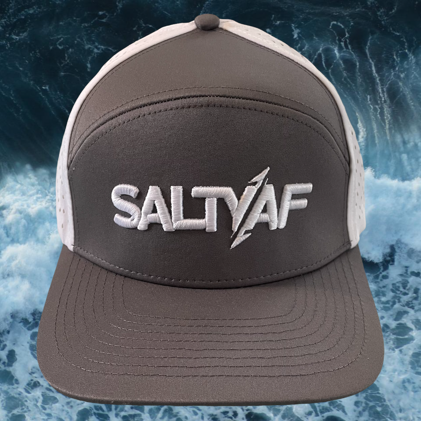 SaltyAF Elite Series 3D Logo Snapback - White/Charcoal