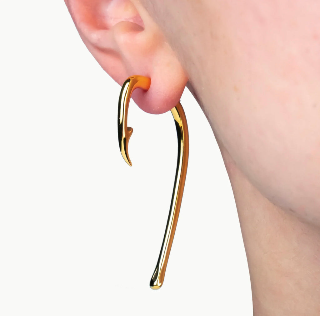 Fish Hook Earring Pair - Gold