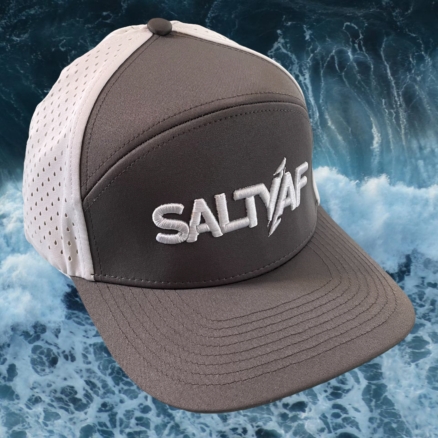 SaltyAF Elite Series 3D Logo Snapback - White/Charcoal