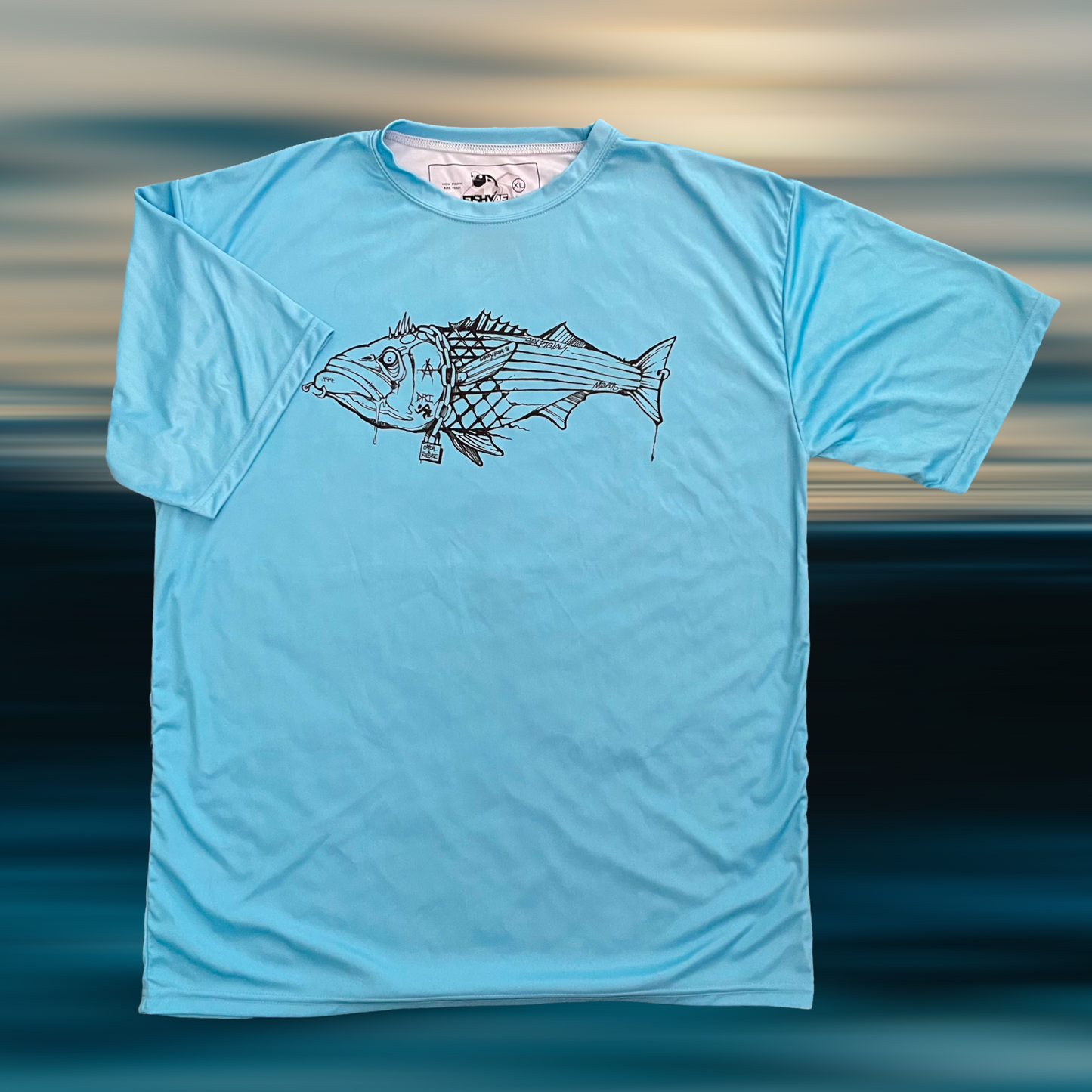 Punk Rock Striper Short Sleeved UPF 50 Performance Shirt - Sky