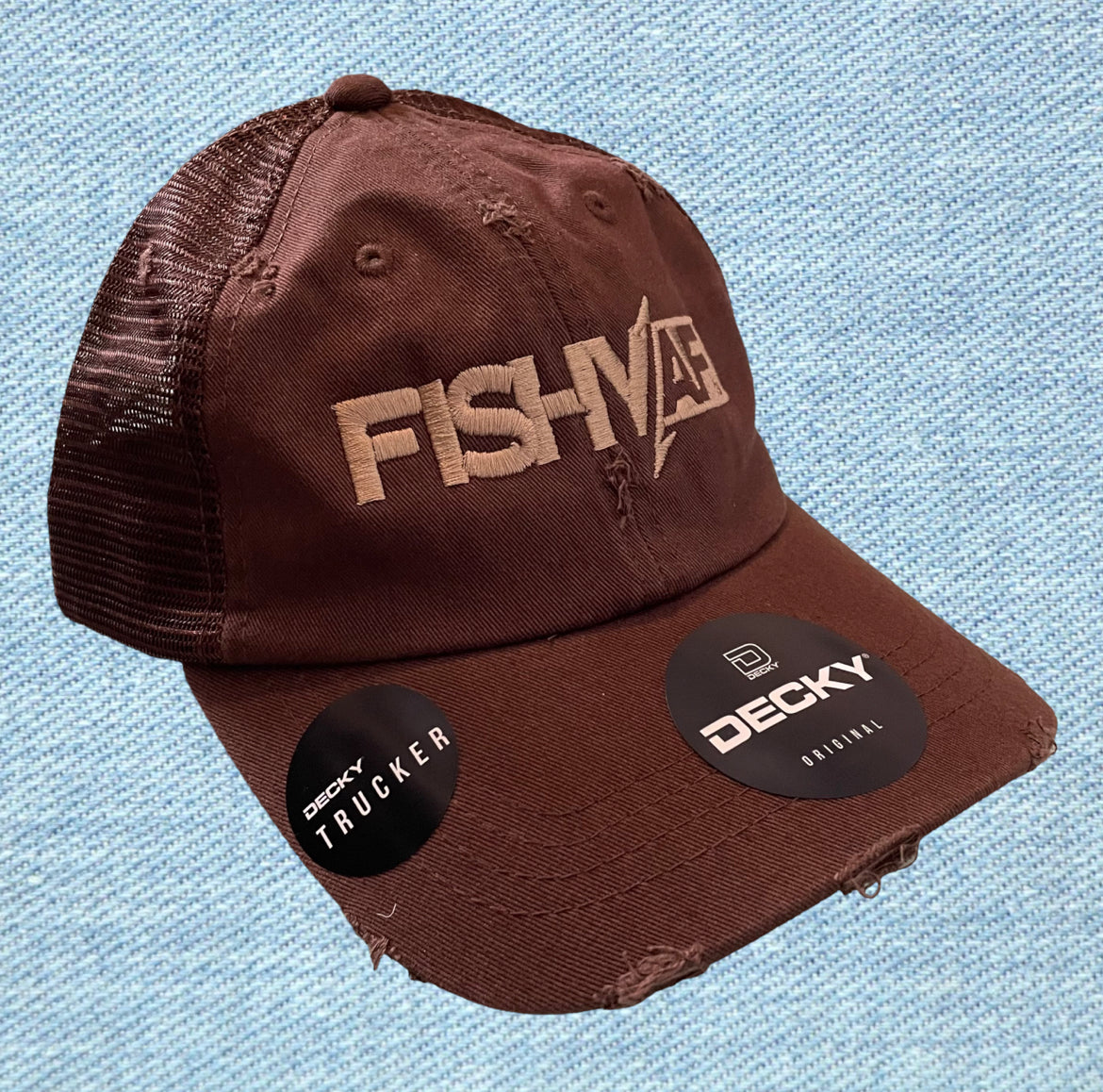 FishyAF Distressed Snapback - Brown