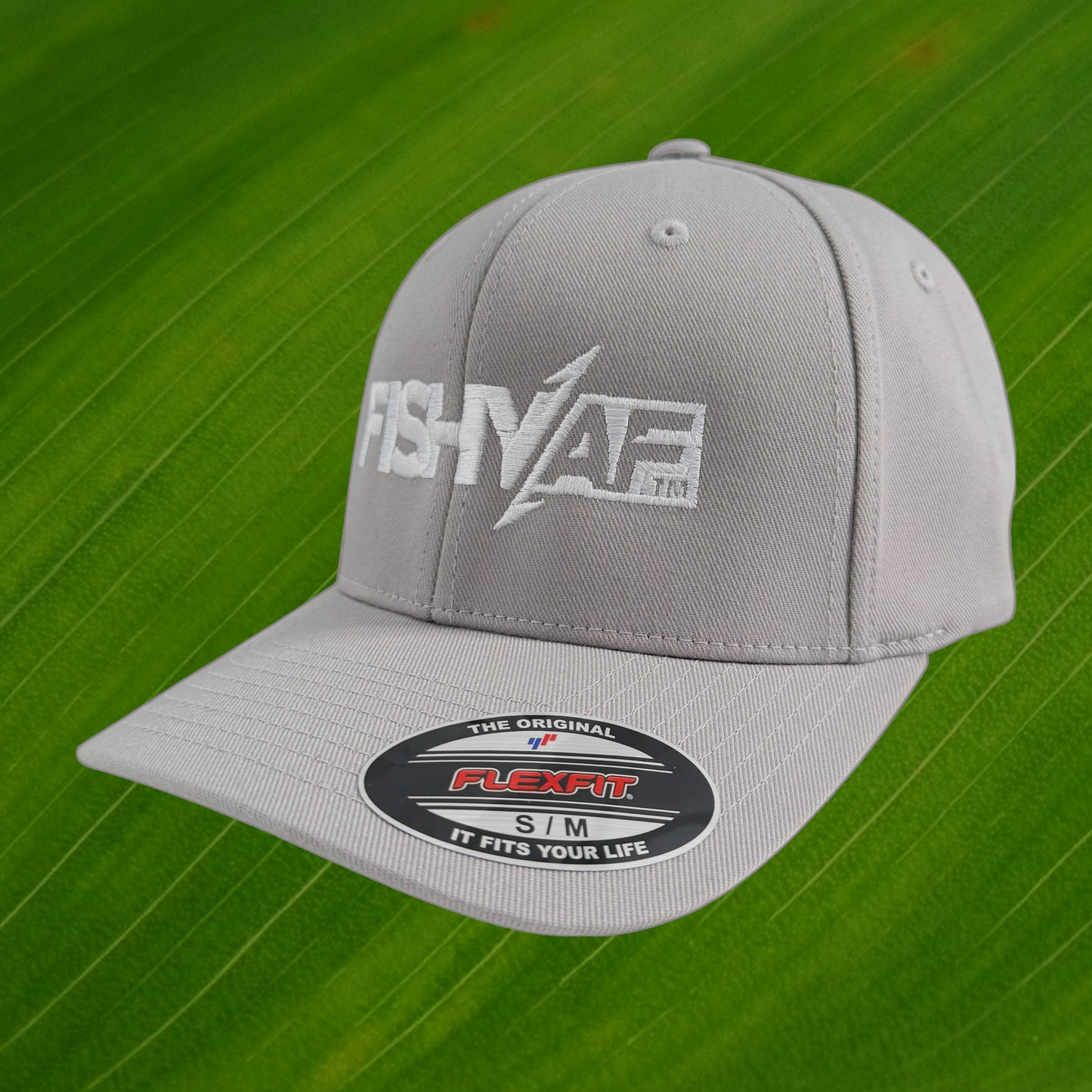 FishyAF Logo Flexfit Fitted Hat - White/Heather