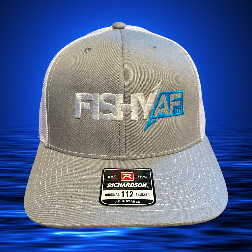 FishyAF Two-Toned Logo Snapback - White /Heather with White/Blue Logo