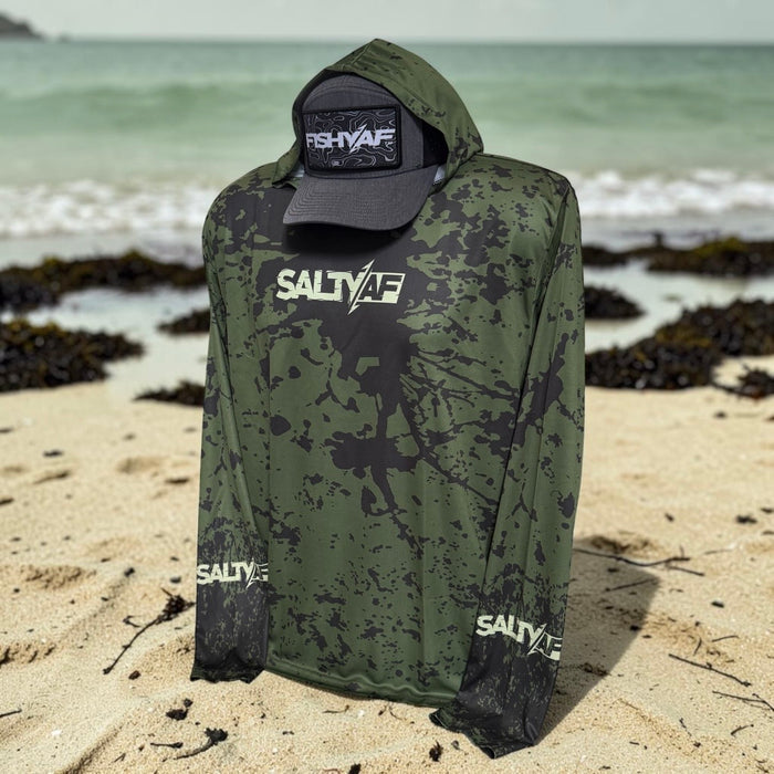 SaltyAF UPF 50 Performance Hoodie - Kelp
