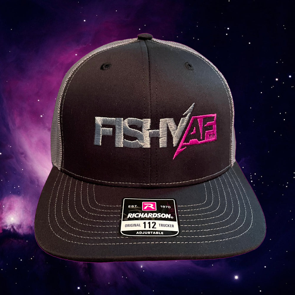 
                      
                        FishyAF Two-Toned Logo Snapback - Charcoal/Black with Grey/Pink Logo
                      
                    