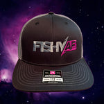 FishyAF Two-Toned Logo Snapback - Charcoal/Black with Grey/Pink Logo