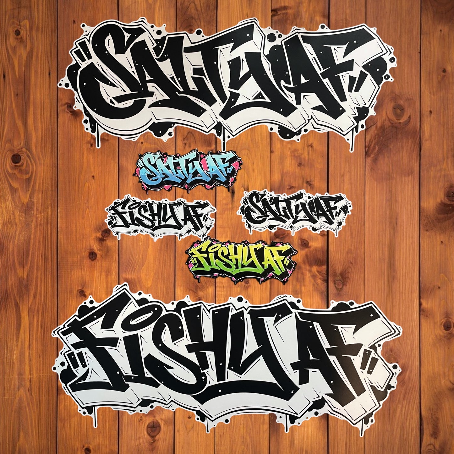 18” FishyAF Graffiti Decal - Black + White