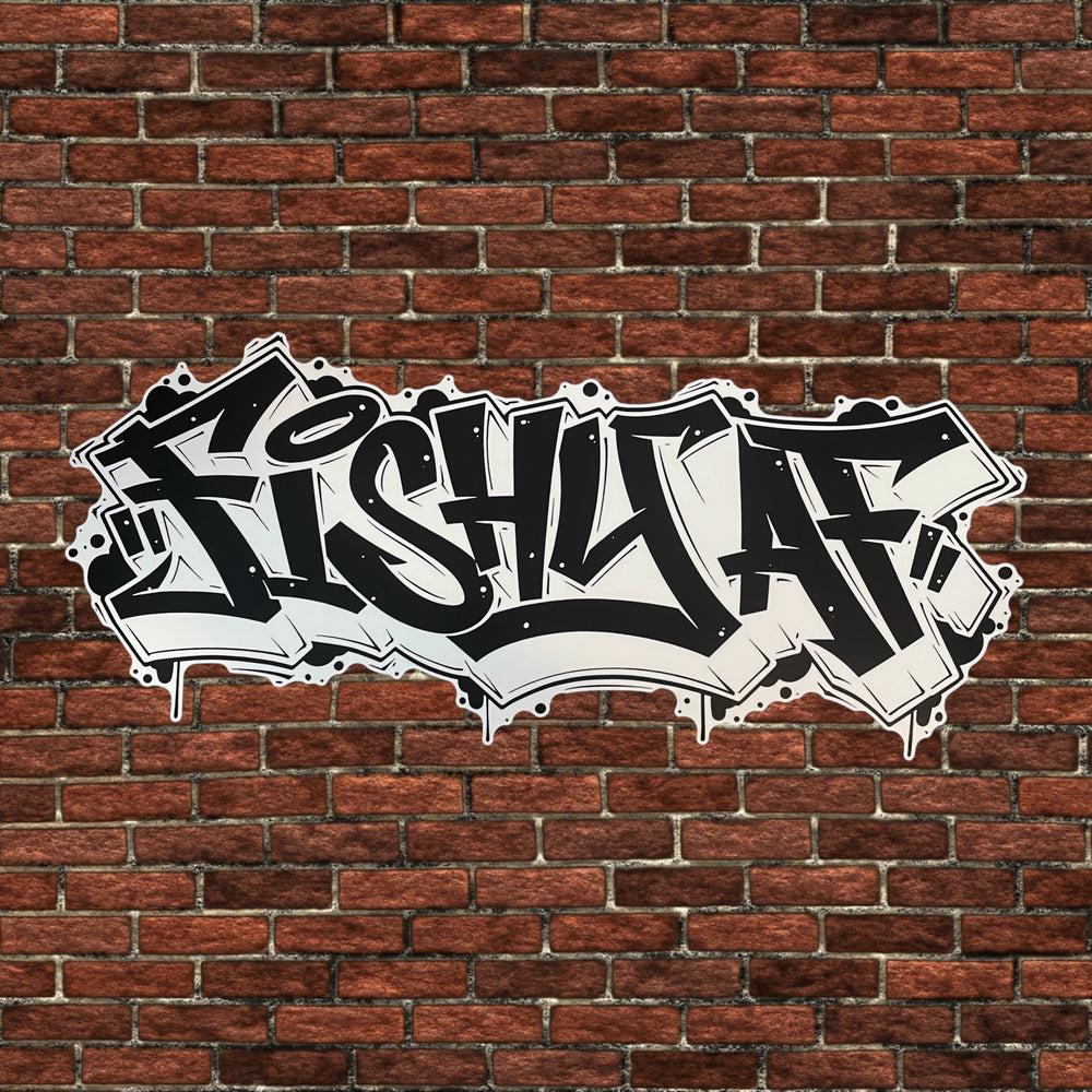 18” FishyAF Graffiti Decal - Black + White