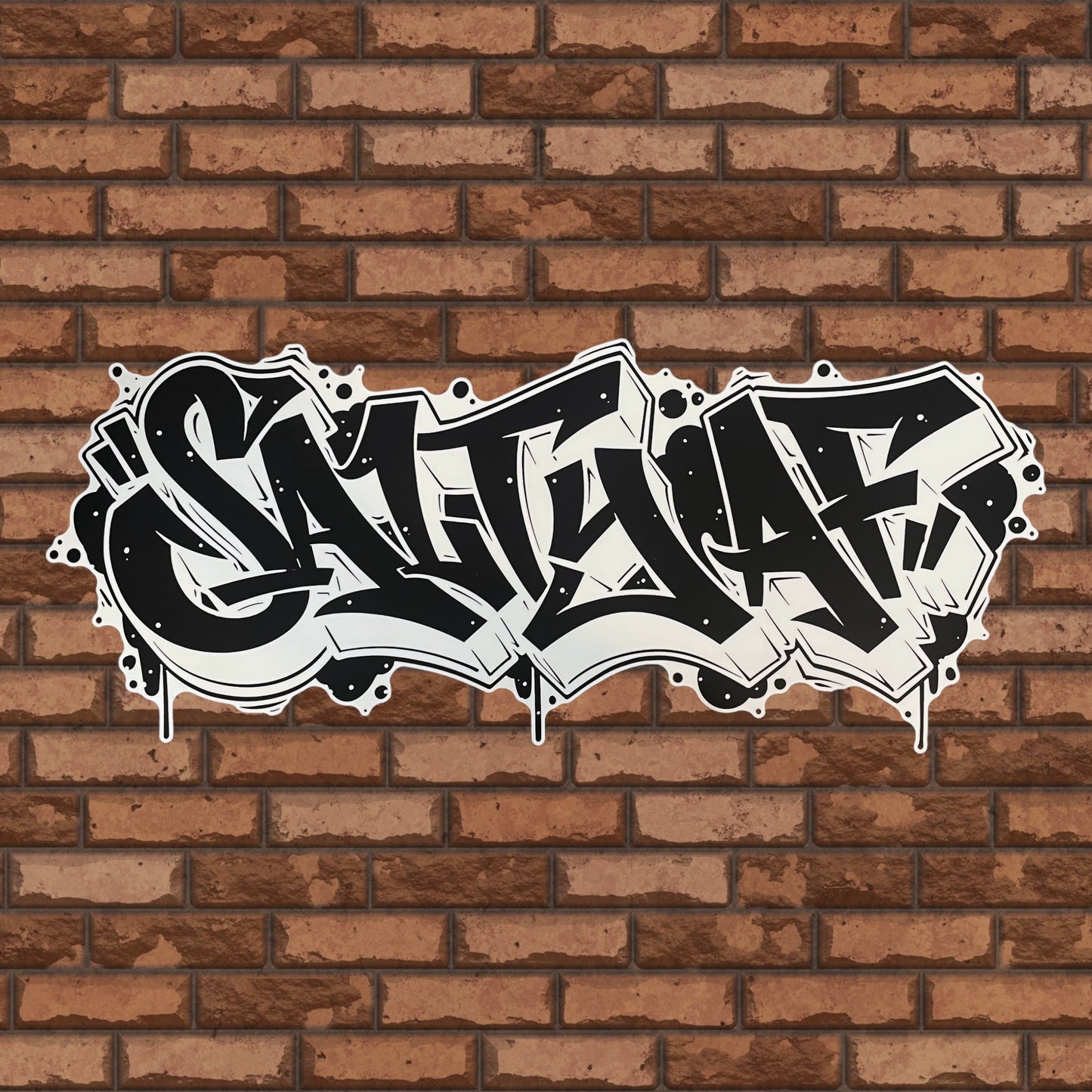 18” SaltyAF Graffiti Decal - Black + White