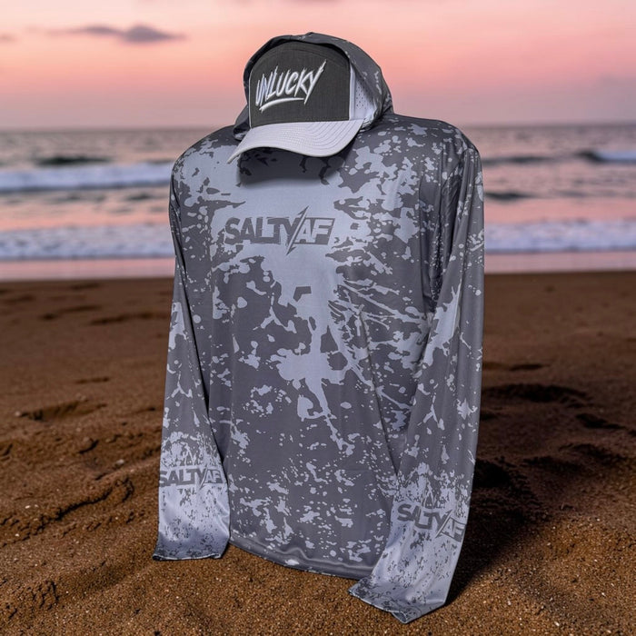 SaltyAF UPF 50 Performance Hoodie - Sea Smoke