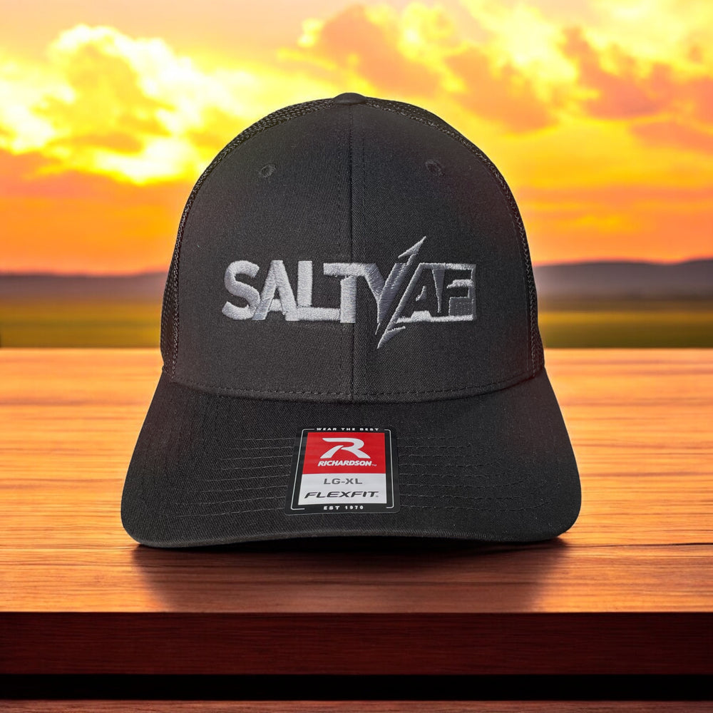 SaltyAF Logo Flexfit Fitted Hat - Black