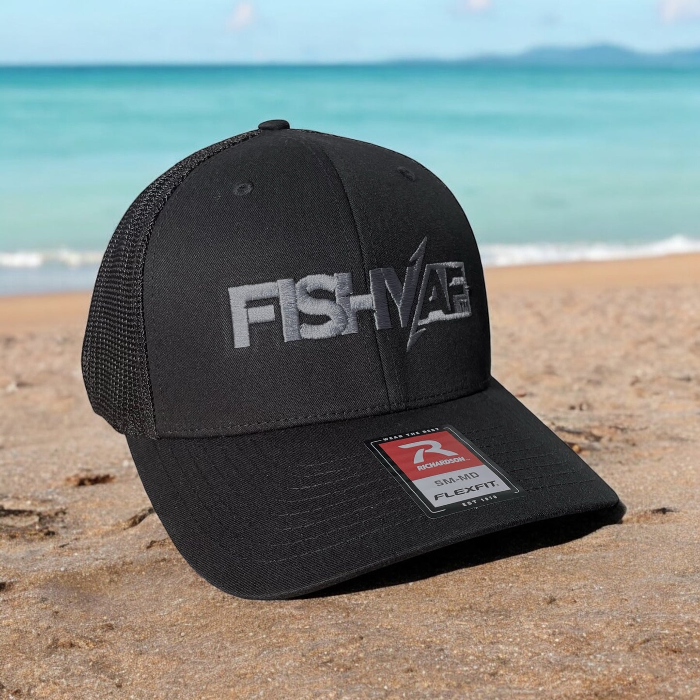 FishyAF Logo Flexfit Fitted Hat - Black