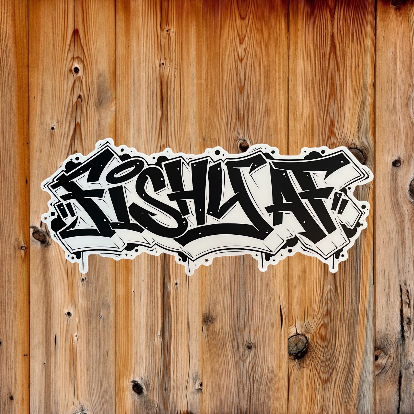 6” FishyAF Graffiti Decal - Black + White