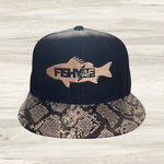 FishyAF Silhouette Flat Brim Snapback - Brown Snake