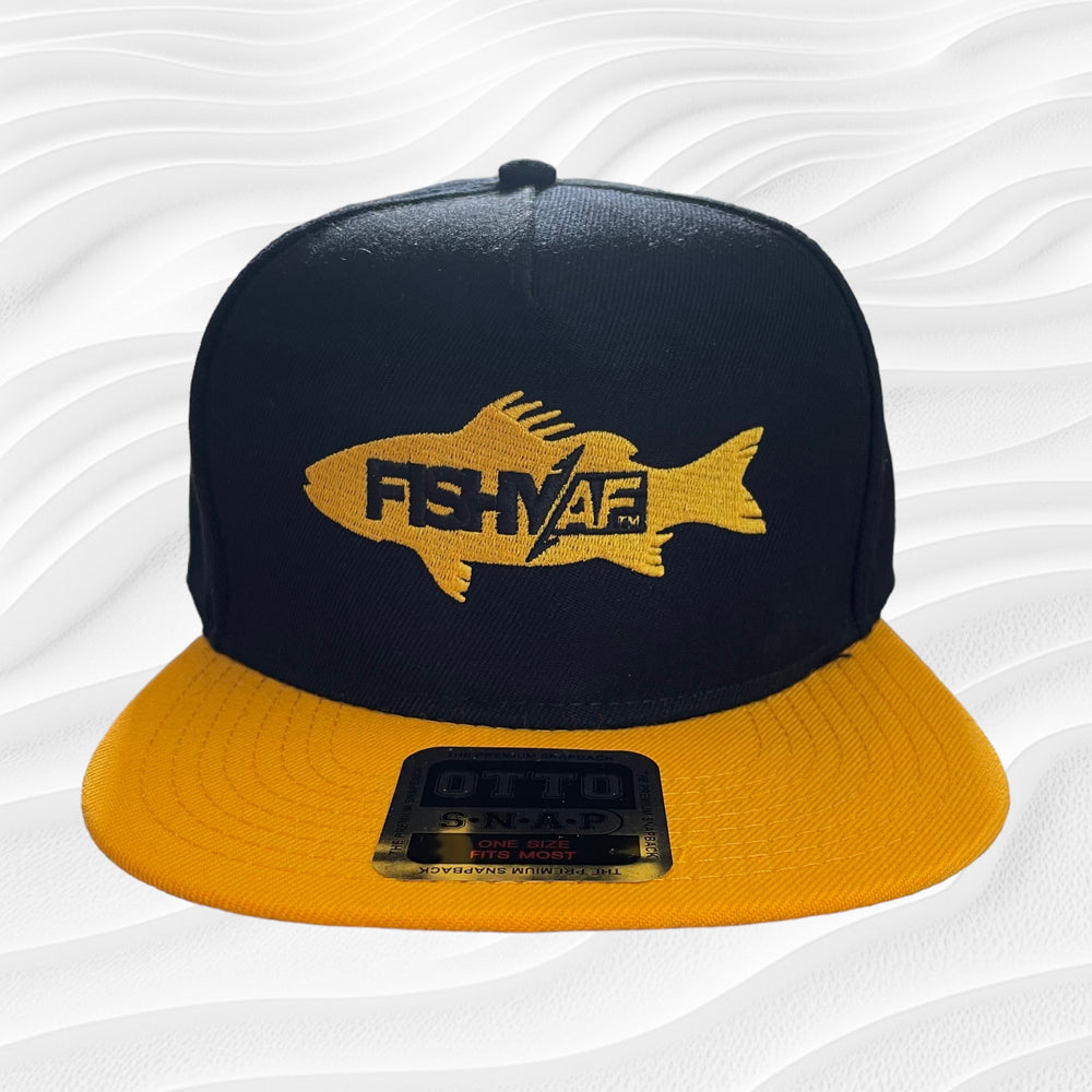 FishyAF Silhouette Flat Brim Snapback - Black/Yellow