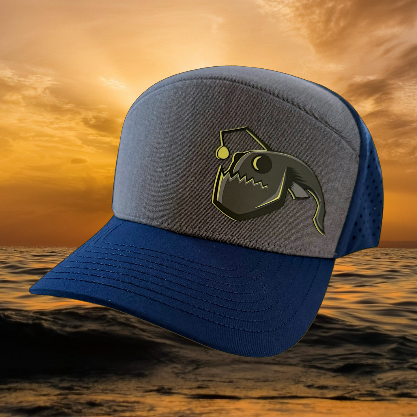 Angler Fish Elite Series Curved Snapback - Blue/Grey