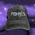 Ladies FishyAF Distressed Ponytail Hat - Black/Gray