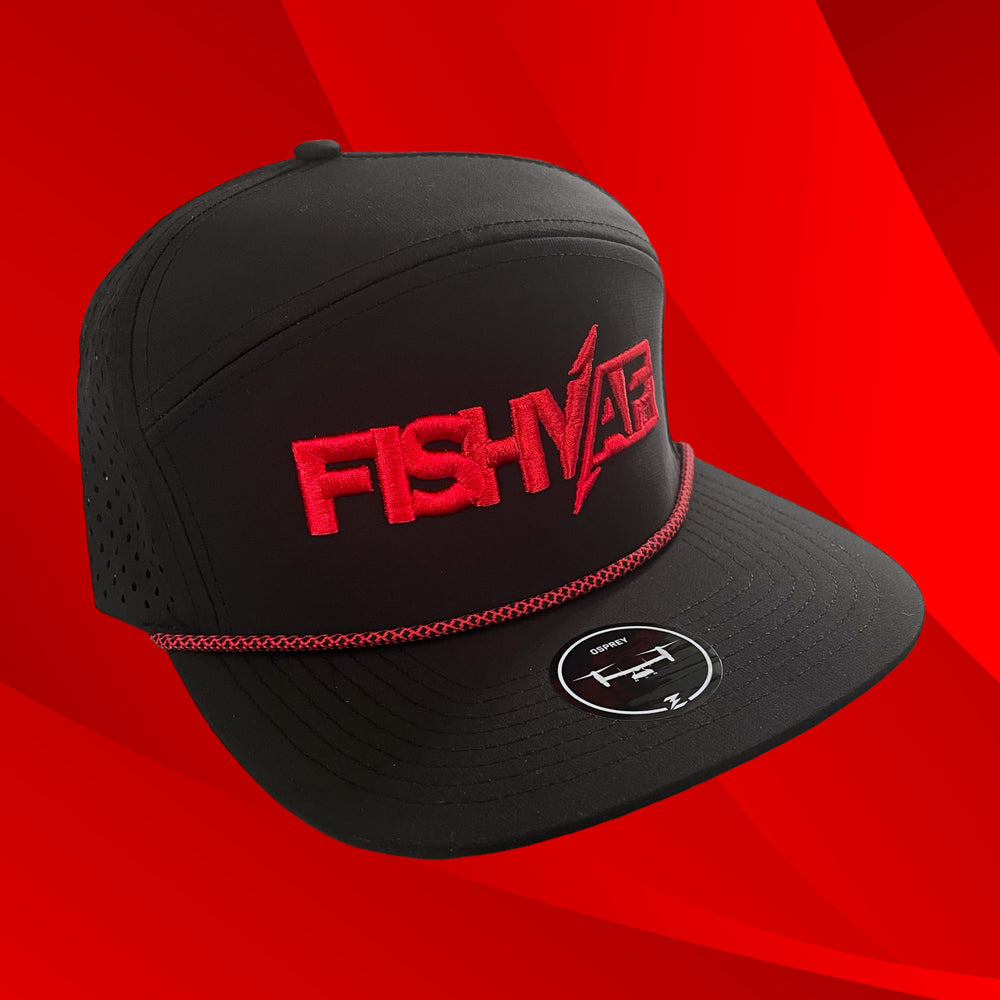 
                      
                        3D FishyAF Logo 7 Panel Flat Brim Rope Snapback - Black/Red
                      
                    