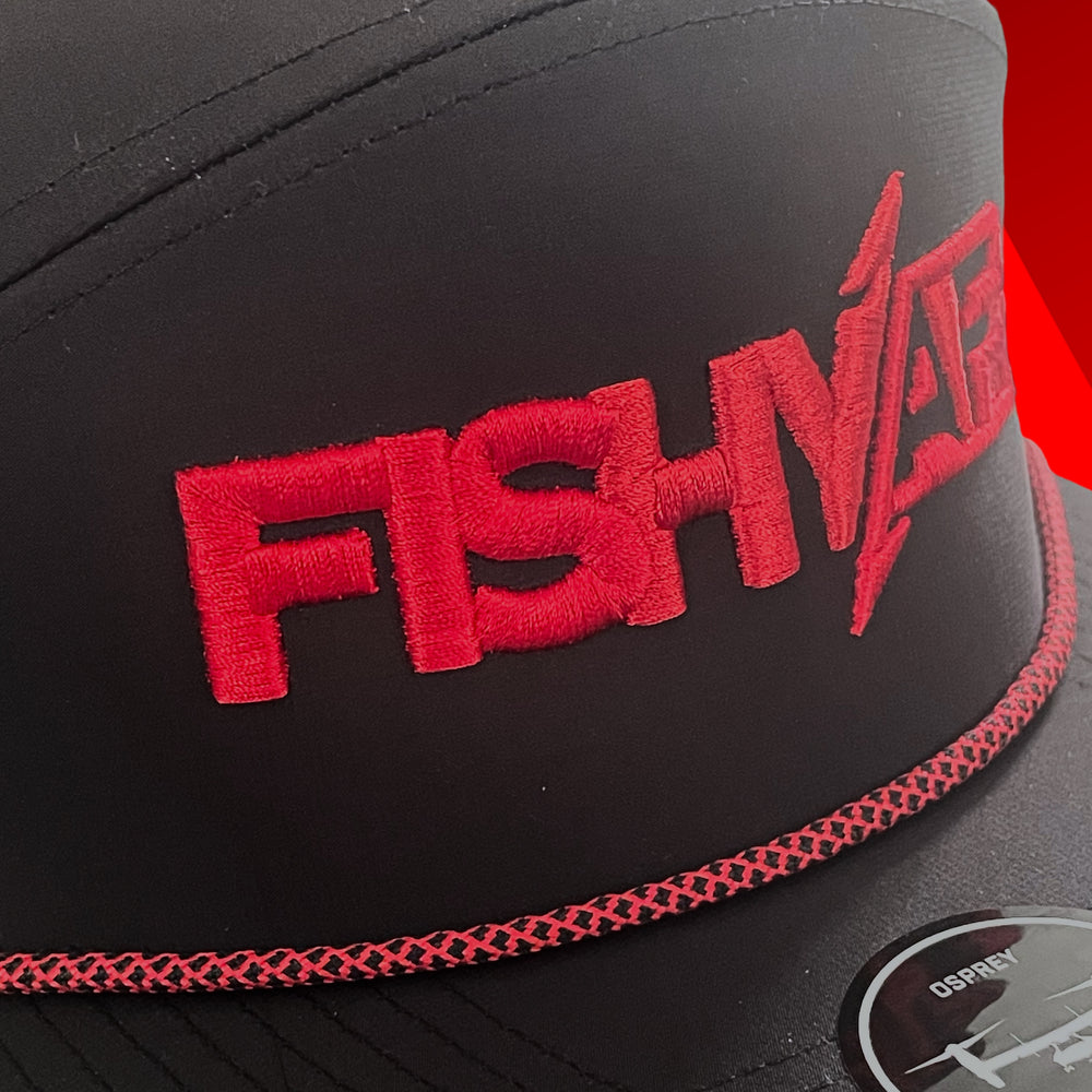 
                      
                        3D FishyAF Logo 7 Panel Flat Brim Rope Snapback - Black/Red
                      
                    