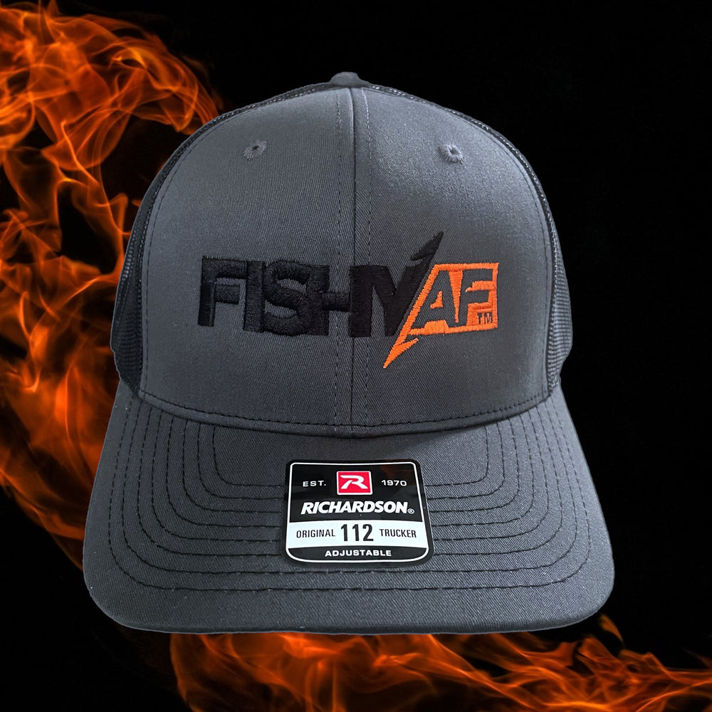 FishyAF Two-Toned Logo Snapback - Black/Charcoal with Black/Orange Logo
