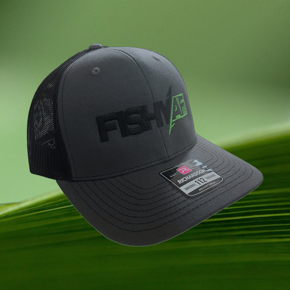 FishyAF Two-Toned Logo Snapback - Black/Charcoal with Black/Lime Logo