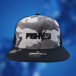 3D Small FishyAF Logo Flat Brim Snapback - Grey Camo/Black