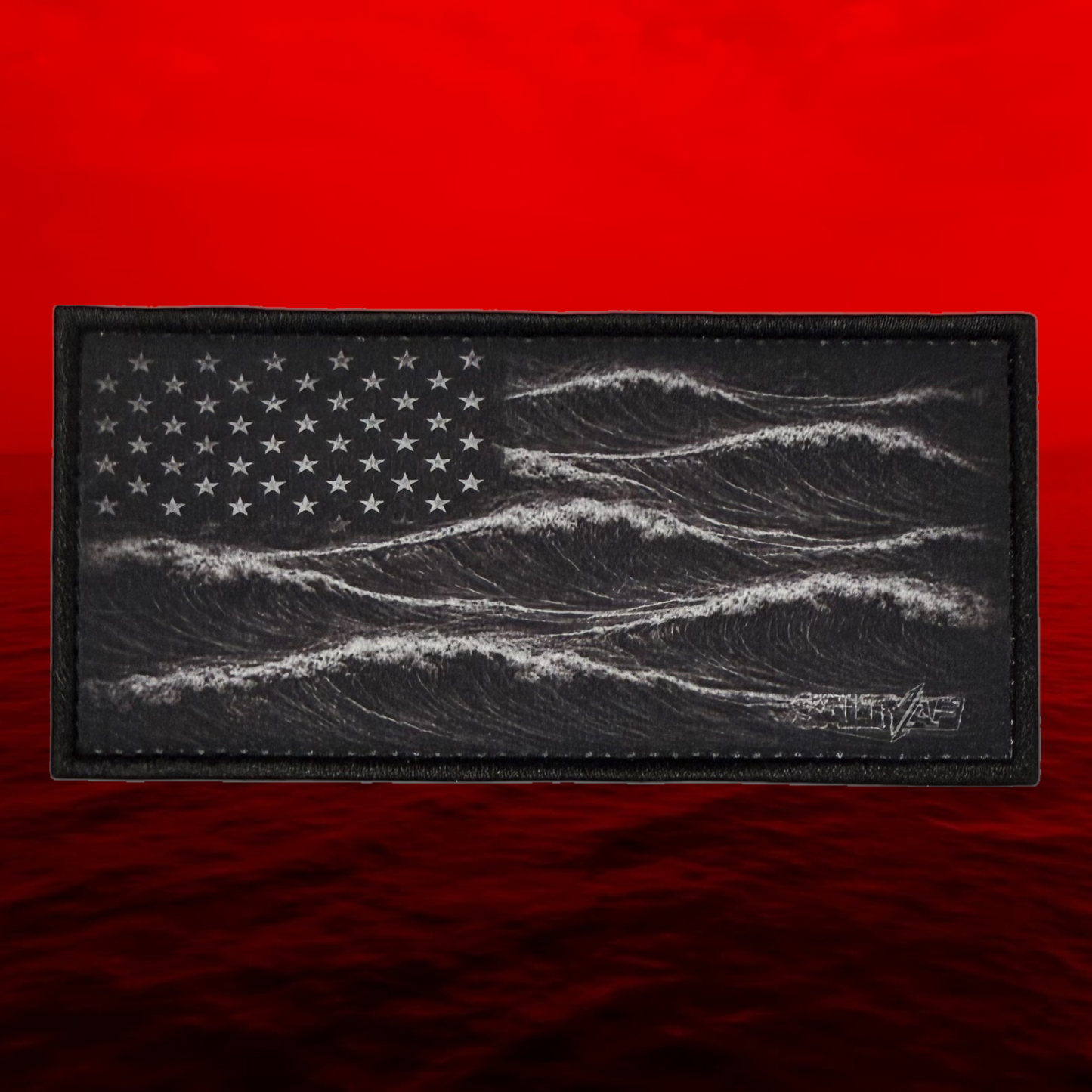 FishyAF Switchback Velcro Hook Patch - Black Flag