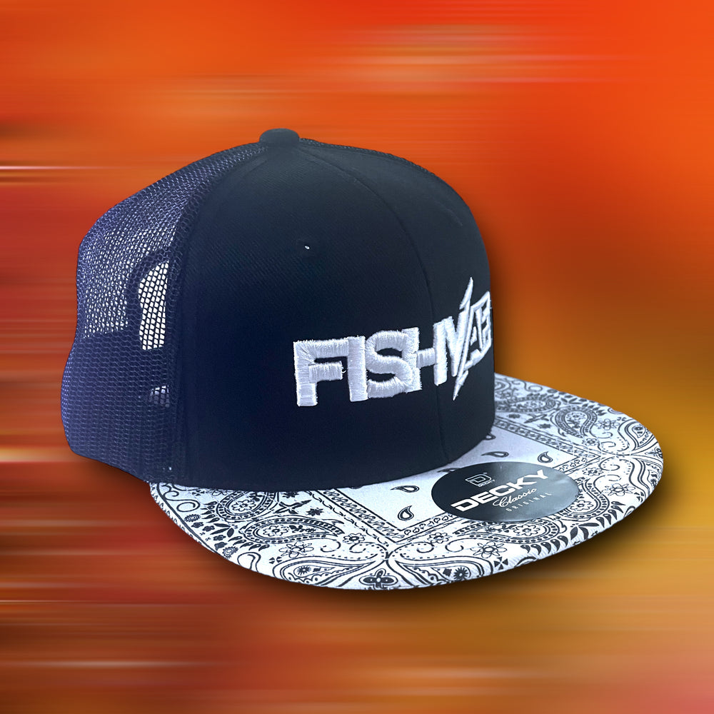 
                      
                        3D FishyAF Logo Flat Brim Snapback - Black with White Bandana
                      
                    