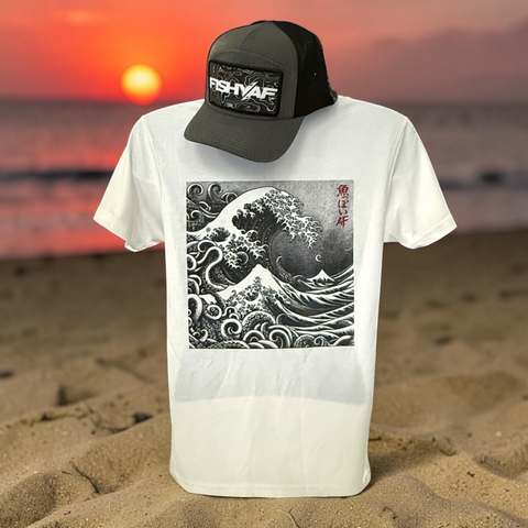 FishyAF Kanji Logo Tentacle Wave Tee - White