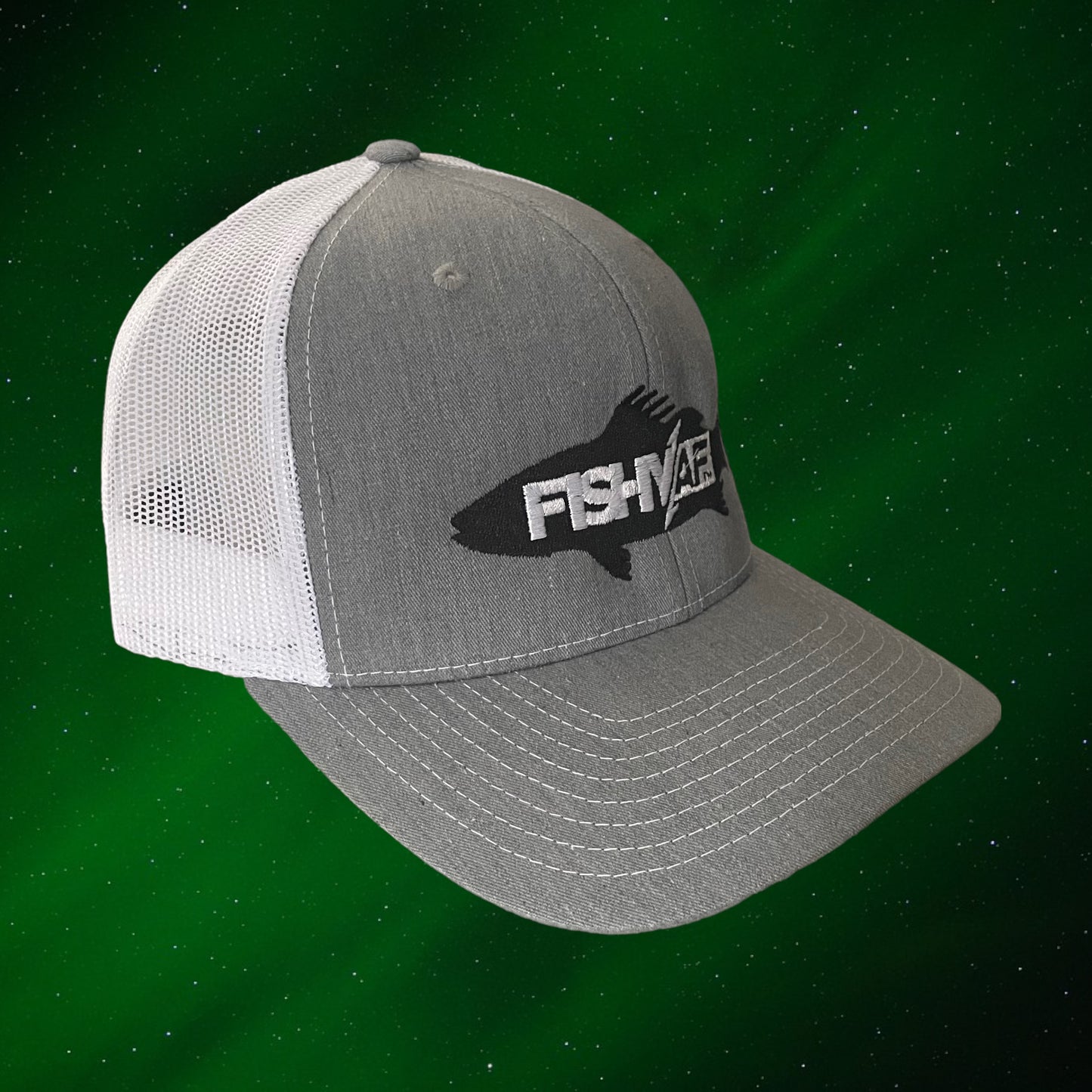 FishyAF Silhouette Snapback - White/Heather/Black