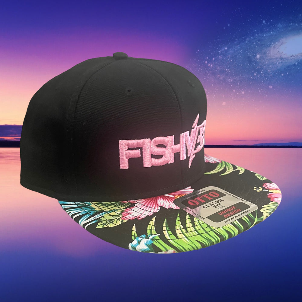 3D FishyAF Logo Flat Brim Snapback - Pink Aloha