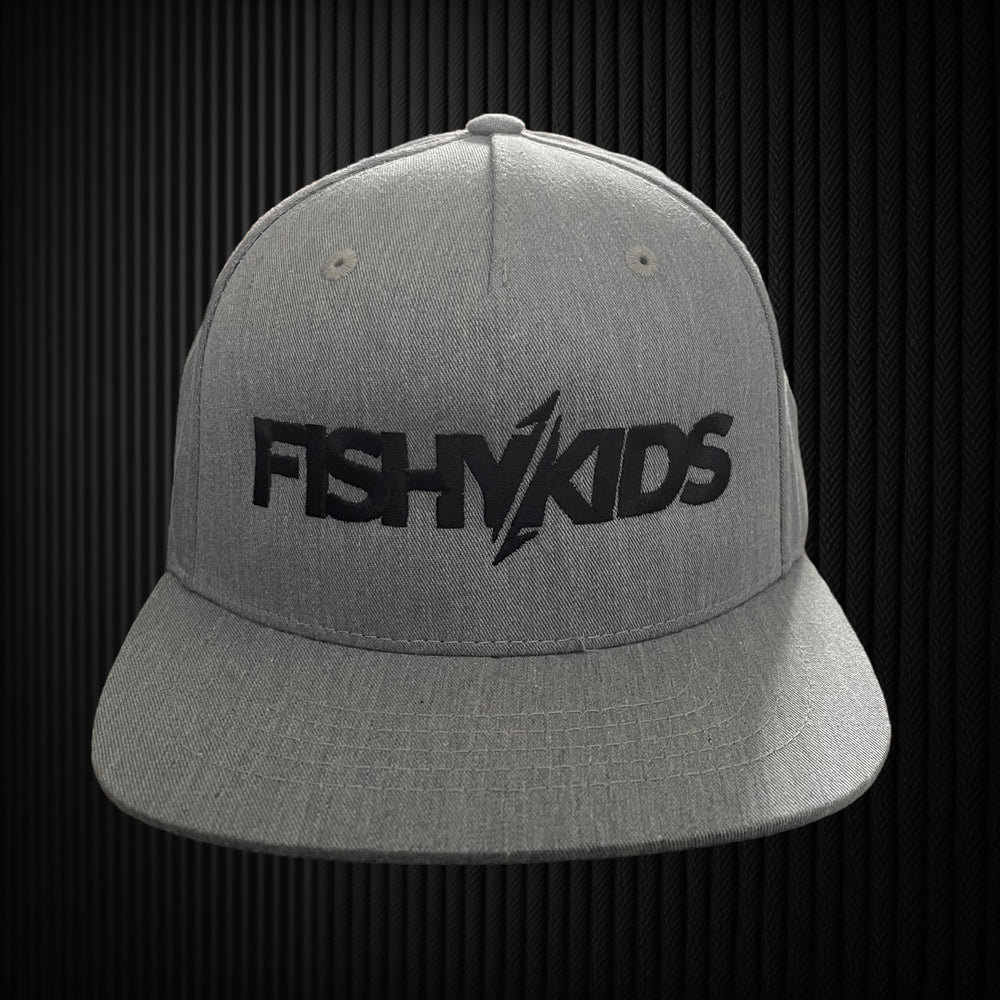 FishyKids Logo Flat Brim Youth Snapback - Grey