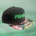 3D FishyAF Logo Flat Brim Snapback - Green Aloha