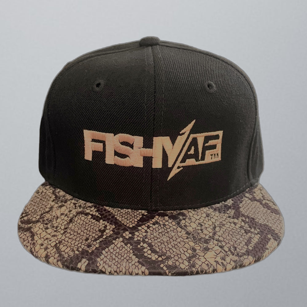 FishyAF Logo Flat Brim Snapback - Brown Snake