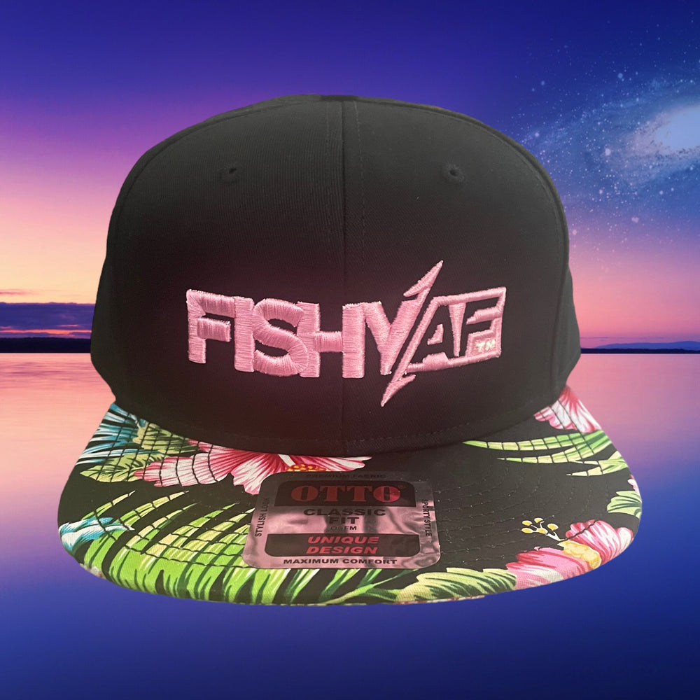 3D FishyAF Logo Flat Brim Snapback - Pink Aloha