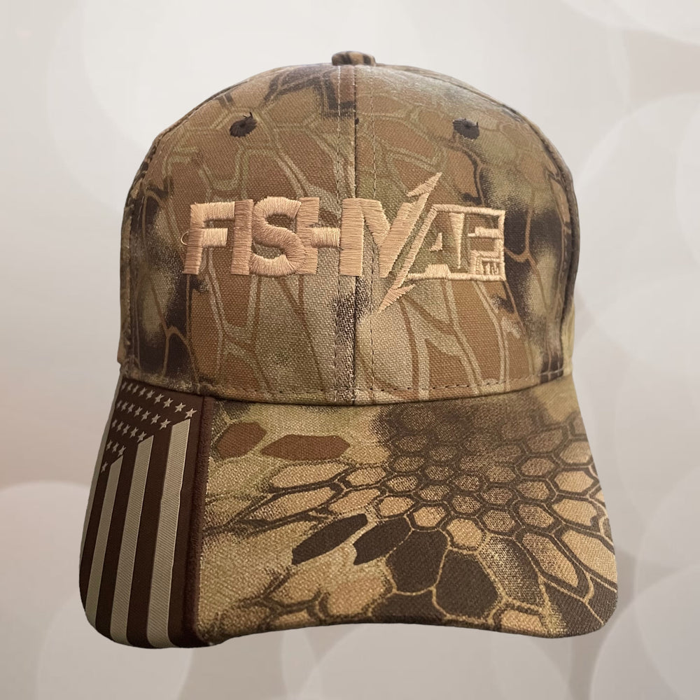 FishyAF Logo Slide Buckle Cap - Brown Kryptek Flag